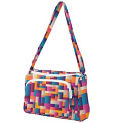 Abstract Geometry Blocks Front Pocket Crossbody Bag by Bajindul