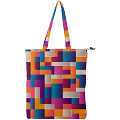 Abstract Geometry Blocks Double Zip Up Tote Bag