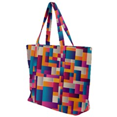 Abstract Geometry Blocks Zip Up Canvas Bag