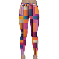 Abstract Background Geometry Blocks Classic Yoga Leggings by Bajindul