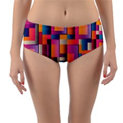 Abstract Background Geometry Blocks Reversible Mid-waist Bikini Bottoms by Bajindul