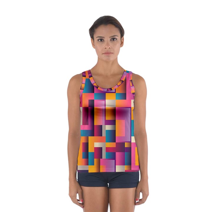 Abstract Background Geometry Blocks Sport Tank Top 