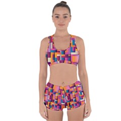 Abstract Background Geometry Blocks Racerback Boyleg Bikini Set by Bajindul