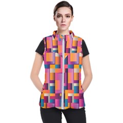 Abstract Background Geometry Blocks Women s Puffer Vest by Bajindul