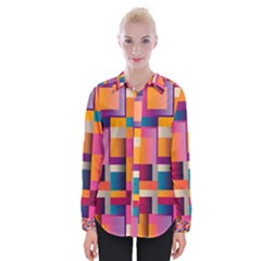 Abstract Background Geometry Blocks Womens Long Sleeve Shirt