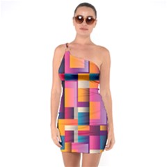 Abstract Background Geometry Blocks One Soulder Bodycon Dress by Bajindul