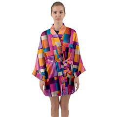 Abstract Background Geometry Blocks Long Sleeve Kimono Robe