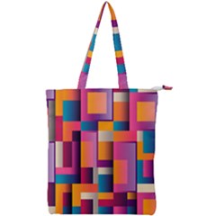 Abstract Background Geometry Blocks Double Zip Up Tote Bag