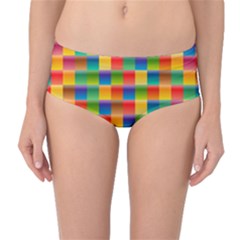 Background Colorful Abstract Mid-waist Bikini Bottoms by Bajindul