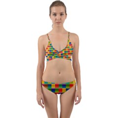 Background Colorful Abstract Wrap Around Bikini Set by Bajindul