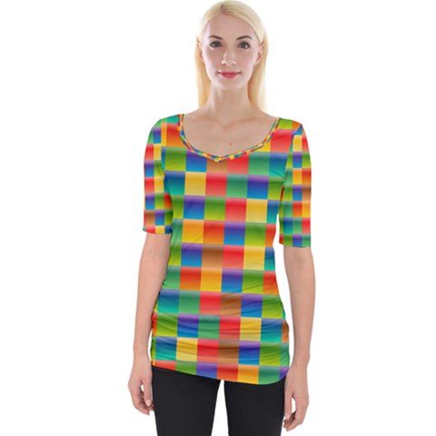 Background Colorful Abstract Wide Neckline Tee by Bajindul