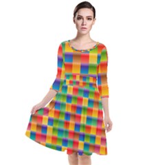 Background Colorful Abstract Quarter Sleeve Waist Band Dress by Bajindul