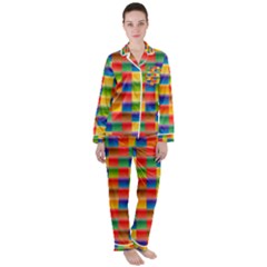 Background Colorful Abstract Satin Long Sleeve Pyjamas Set