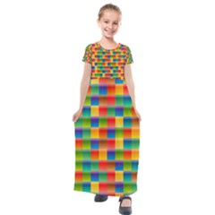 Background Colorful Abstract Kids  Short Sleeve Maxi Dress by Bajindul