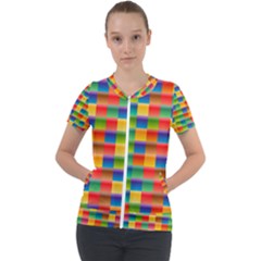 Background Colorful Abstract Short Sleeve Zip Up Jacket