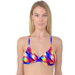 Abstract Blue Background Colorful Pattern Reversible Tri Bikini Top by Bajindul