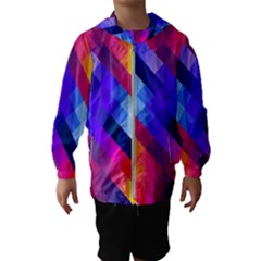 Abstract Blue Background Colorful Pattern Kids  Hooded Windbreaker