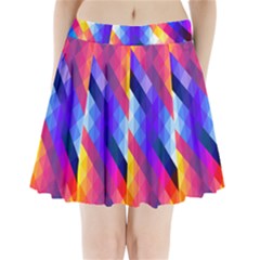 Abstract Blue Background Colorful Pattern Pleated Mini Skirt