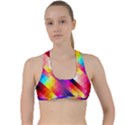 Abstract Blue Background Colorful Pattern Criss Cross Racerback Sports Bra View1