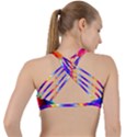 Abstract Blue Background Colorful Pattern Criss Cross Racerback Sports Bra View2