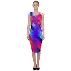 Abstract Blue Background Colorful Pattern Sleeveless Pencil Dress by Bajindul