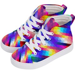 Abstract Blue Background Colorful Pattern Kids  Hi-top Skate Sneakers