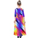 Abstract Blue Background Colorful Pattern Kids  Quarter Sleeve Maxi Dress View2