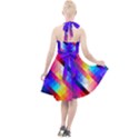 Abstract Blue Background Colorful Pattern Halter Party Swing Dress  View2