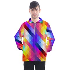 Abstract Blue Background Colorful Pattern Men s Half Zip Pullover