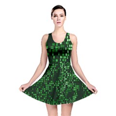 Abstract Plaid Green Reversible Skater Dress