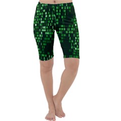 Abstract Plaid Green Cropped Leggings  by Bajindul