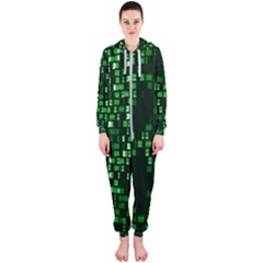 Abstract Plaid Green Hooded Jumpsuit (ladies)  by Bajindul