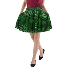 Abstract Plaid Green A-line Pocket Skirt by Bajindul