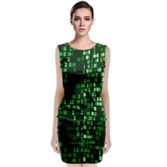 Abstract Plaid Green Classic Sleeveless Midi Dress