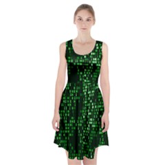 Abstract Plaid Green Racerback Midi Dress