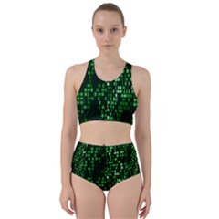 Abstract Plaid Green Racer Back Bikini Set by Bajindul