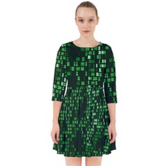 Abstract Plaid Green Smock Dress by Bajindul