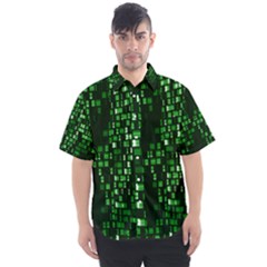 Abstract Plaid Green Men s Short Sleeve Shirt