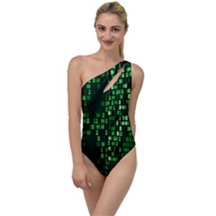 Abstract Plaid Green To One Side Swimsuit by Bajindul