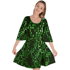 Abstract Plaid Green Velour Kimono Dress by Bajindul