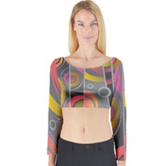 Abstract Colorful Background Grey Long Sleeve Crop Top by Bajindul