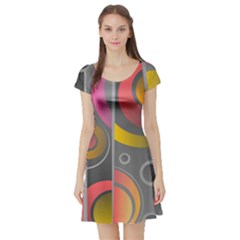 Abstract Colorful Background Grey Short Sleeve Skater Dress by Bajindul