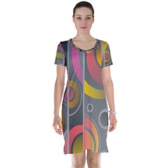 Abstract Colorful Background Grey Short Sleeve Nightdress by Bajindul