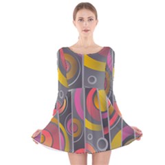 Abstract Colorful Background Grey Long Sleeve Velvet Skater Dress by Bajindul