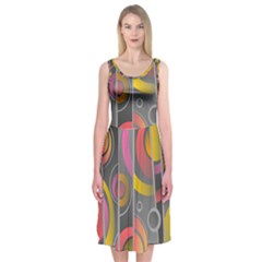 Abstract Colorful Background Grey Midi Sleeveless Dress by Bajindul