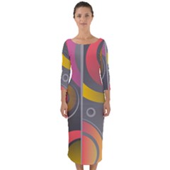 Abstract Colorful Background Grey Quarter Sleeve Midi Bodycon Dress by Bajindul