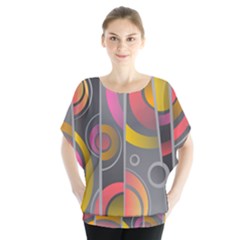 Abstract Colorful Background Grey Batwing Chiffon Blouse