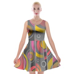 Abstract Colorful Background Grey Velvet Skater Dress by Bajindul