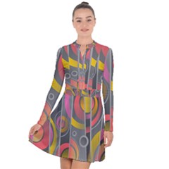 Abstract Colorful Background Grey Long Sleeve Panel Dress by Bajindul