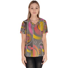 Abstract Colorful Background Grey Women s V-neck Scrub Top by Bajindul